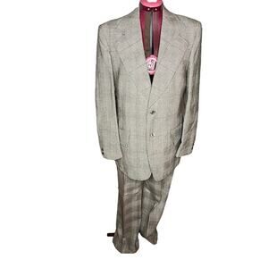 suit plaid black white brown 1980s